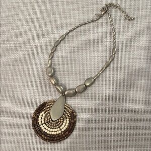 Chico's Silver and Brown Statement Necklace